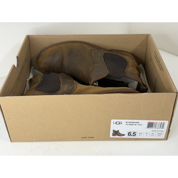 UGG Bonham Waterproof Chelsea Boots Brown Leather, Woman size 6.5 - Picture 2 of 7